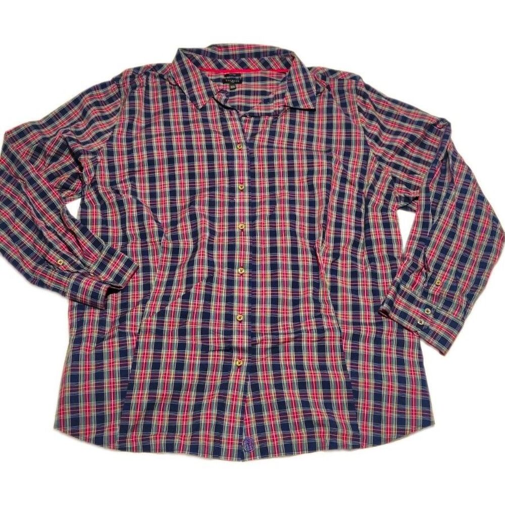 Talbots Non-Iron Plaid Button-Up Shirt Women’s Plus 24W Long Sleeve